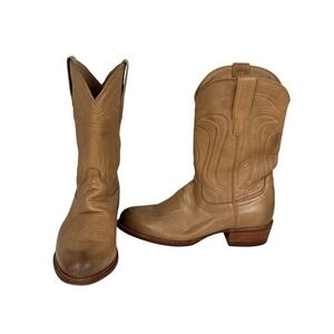 Tecovas Cartwright Goat Leather Cowboy Boots Tan Mens 9.5 EE Wide Round Toe